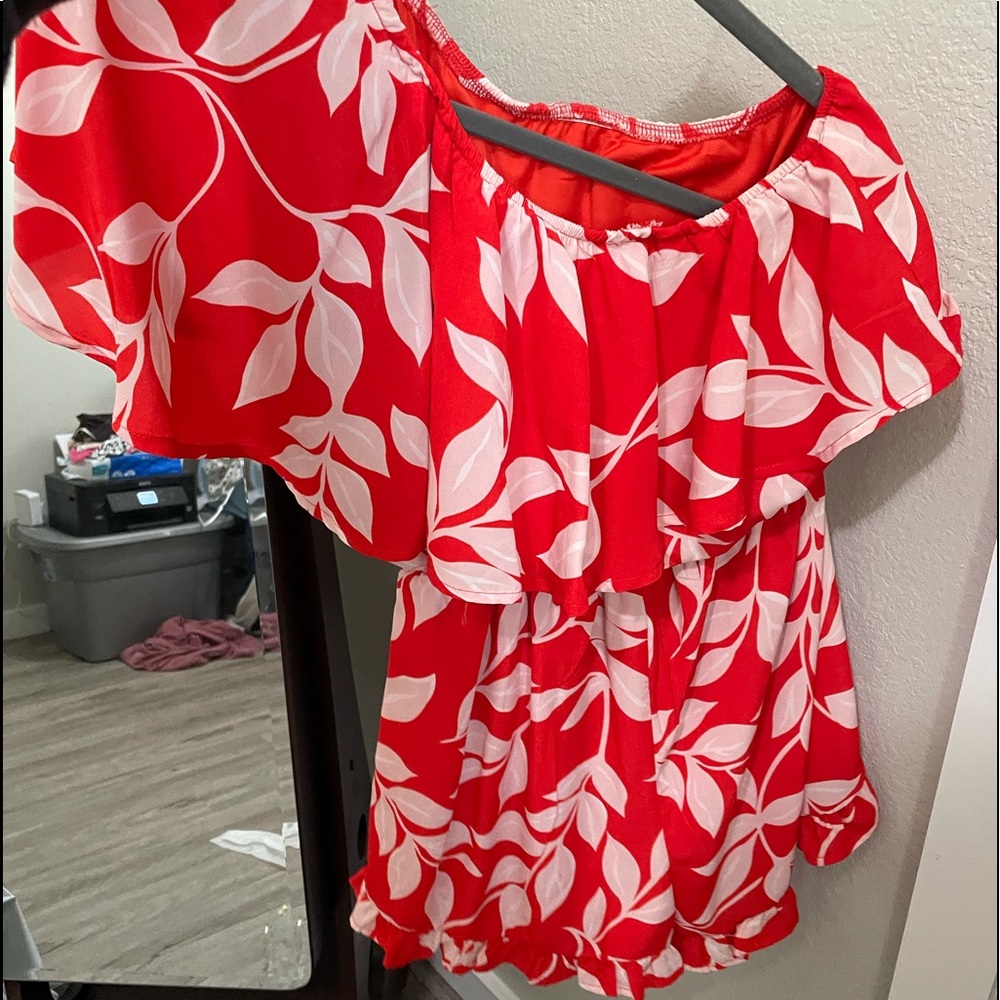 One shoulder boutique romper! Worn once!